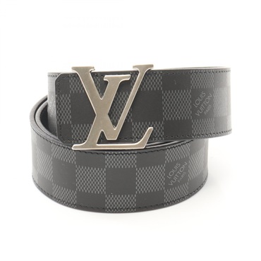 LOUIS VUITTON Ceinture LV initials belt M0107 Damier leather Black Used mens