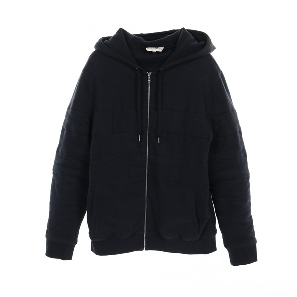 HERMES H logo Hoodie S size zip-up cotton Navy Used mens