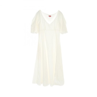 KENZO Short Sleeve Dress FD52RO1169FG Cotton White #36 Used Women