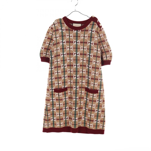 GUCCI GG pattern Dress 731587 wool Beige Multicolor Used Women #L