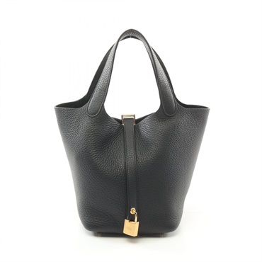 HERMES Picotin Lock PM Hand bucket bag W Taurillon Clemence Black GHW