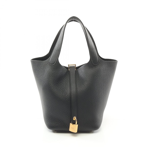 HERMES Picotin Lock PM Hand bucket bag W Taurillon Clemence Black GHW