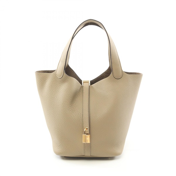 HERMES Picotin Lock MM Hand bucket bag K Taurillon Clemence Beige Marfa GHW