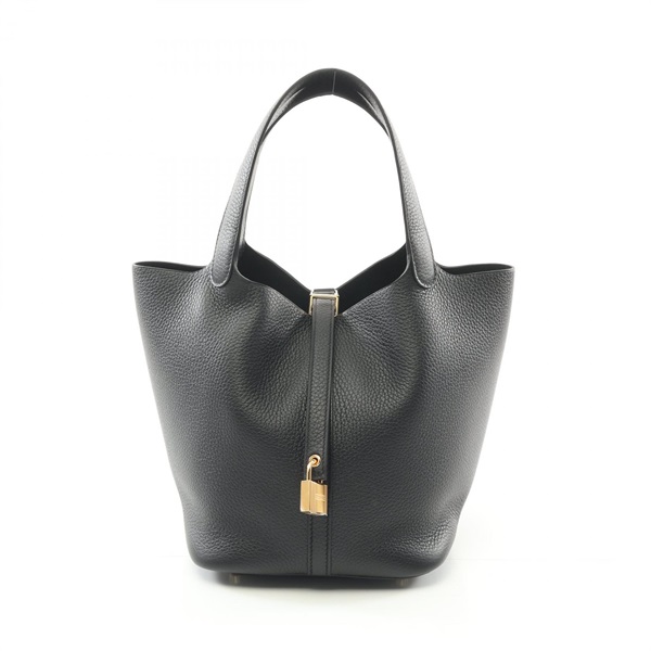 HERMES Picotin Lock MM Handbag 060991CC Clemence leather Black Used Women W GHW