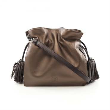 LOEWE Flamenco 22 Shoulder crossbody drawstring Bag 380.85EE leather Bronze used