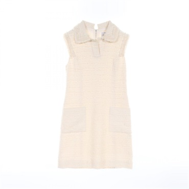 FOXEY Sleeveless Dress 33545-A0FE10M cotton acrylic Beige #38 Used Women