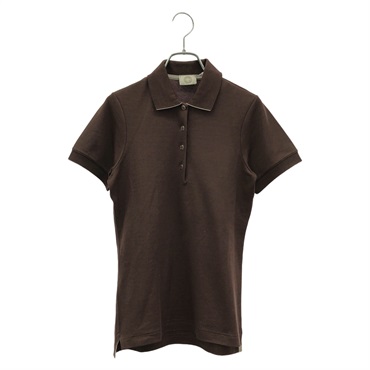 HERMES Polo shirt short sleeves tops cotton Brown Used Women size XS