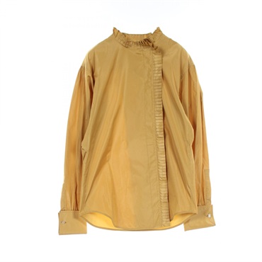 MAX MARA Pleated Frill Blouse silk polyester Brown Used Women