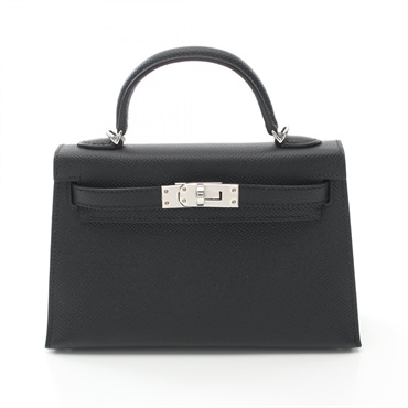 HERMES Mini Kelly 2 2way Hand shoulder bag B Epsom Black SHW