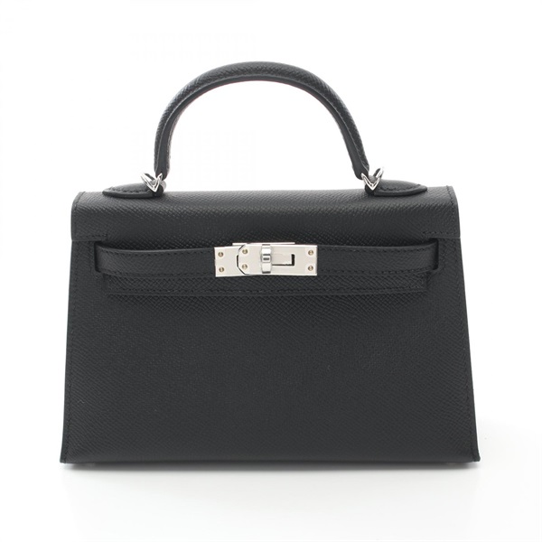 HERMES Mini Kelly 2 2way Hand shoulder bag B Epsom Black SHW