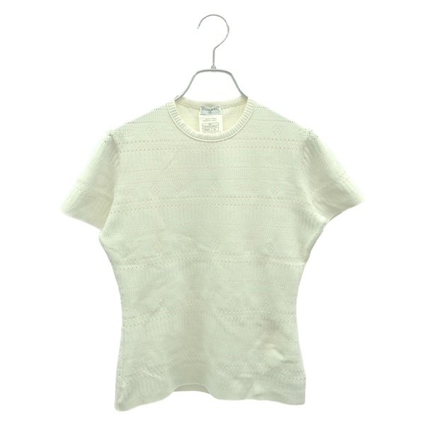 CHANEL Short Sleeve Mesh Knitwear Top P07402V0557 Rayon White Size 42 Used Women