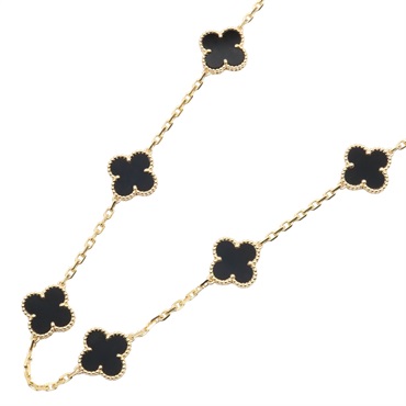 Van Cleef & Arpels Vintage Alhambra Necklace Onyx 18KYG Yellow Gold Black Used