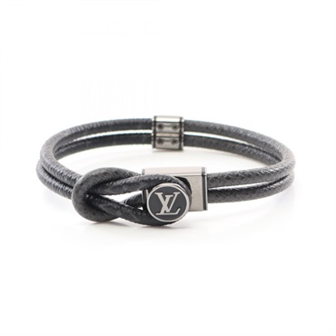 LOUIS VUITTON Loop It Bracelet M6780E Monogram eclipse leather SS Black Used LV