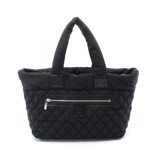 CHANEL Coco Cocoon MM Tote hand Bag A48611 Nylon leather Black Used SHW