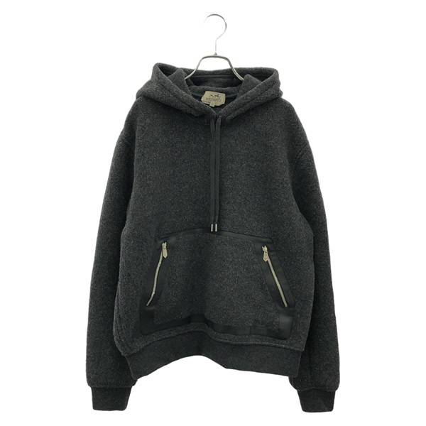 HERMES Cashmere Hoodie #L knitwear Gray Used Women