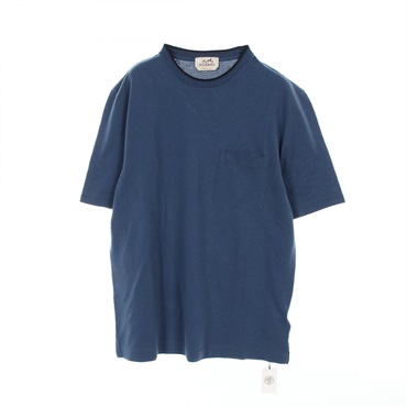 HERMES T-shirt L size short sleeves cotton Blue mens