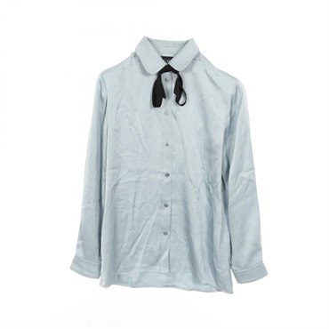 GUCCI Grosgrain Bowtie Blouse Shirt 400157 Silk Blue Used Women Size 38