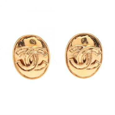 CHANEL COCO Mark clip Earrings Gold Plated Used
