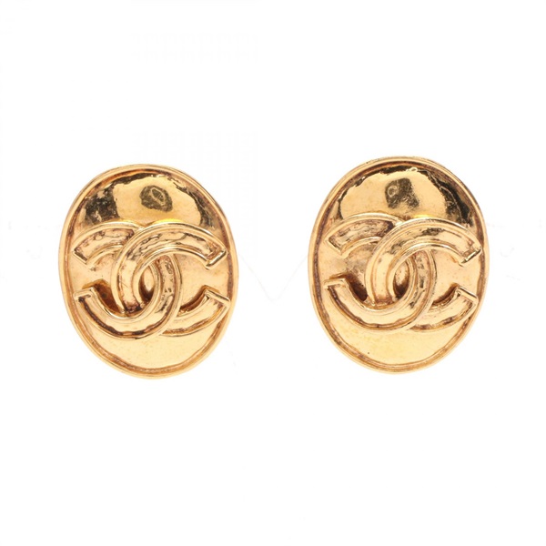 CHANEL COCO Mark clip Earrings Gold Plated Used