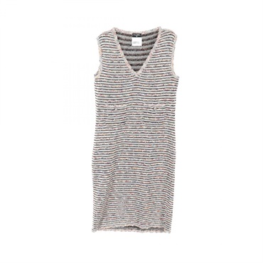 CHANEL Dress sleeveless #38 P41306K03063 Rayon cotton White Multicolor Used