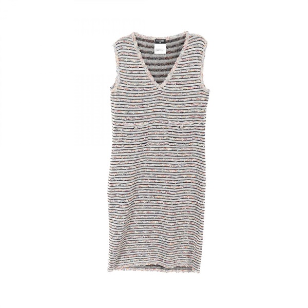 CHANEL Dress sleeveless #38 P41306K03063 Rayon cotton White Multicolor Used