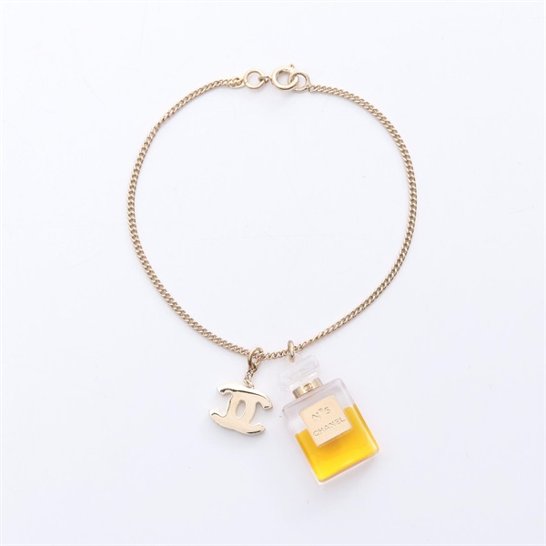 CHANEL No.5 Perfume Bracelet Gold Plated Used Women CC Coco