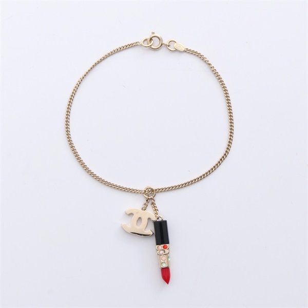 CHANEL COCO Mark Lipstick Bracelet Gold Plated Used Women CC