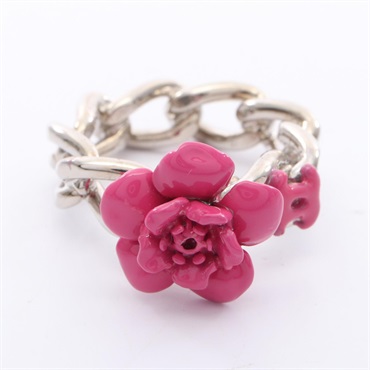 CHANEL Camelia Ring Stainless Steel Pink Used women US size 6.25