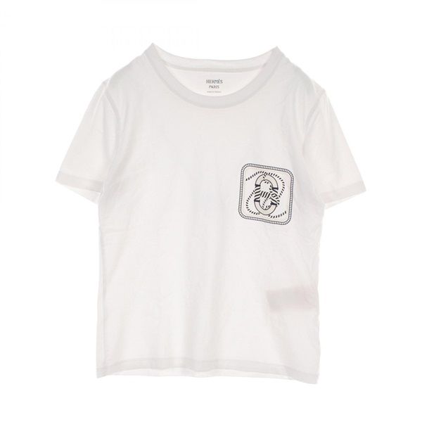 HERMES T-shirt #40 short sleeves 3E4625DL cotton White White Used