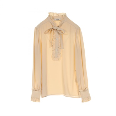 CELINE long sleeve blouse tops 2B220008D silk acetate Beige Used Women #34