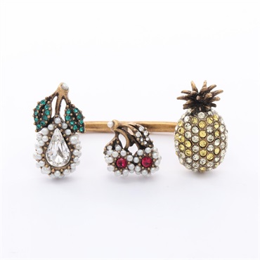 GUCCI Ring Gold Plated Artificial pearl rhinestone Used women US size 5/ 7.5