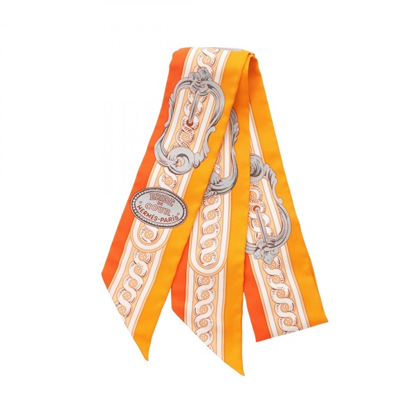HERMES Twilly BRIDE DE COUR Scarf silk Orange Multicolor Used Women