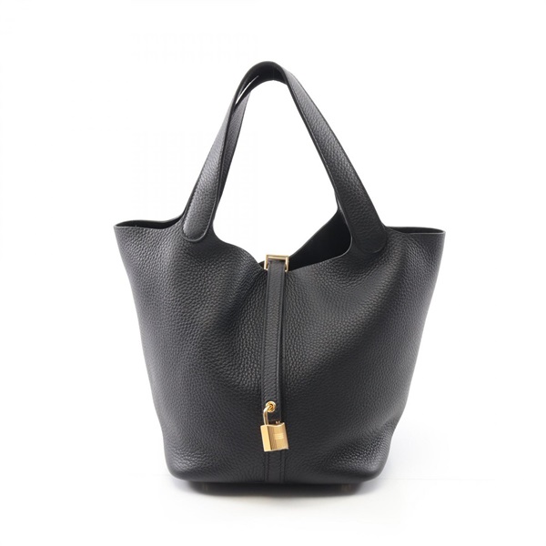 HERMES Picotin Lock MM Hand bag K Taurillon Clemence Black Used GHW