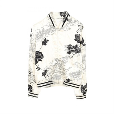 SAINT LAURENT Blouson Jacket silk Beige Black Used mens size 48