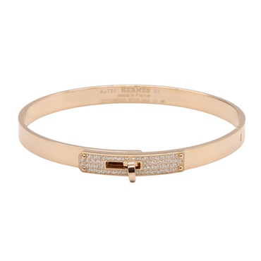 HERMES Kelly Diamond Bracelet 18KRG Gold Used Women