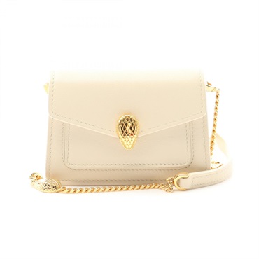 BVLGARI Serpenti Forever Microbag Chain Shoulder crossbody Bag leather White GHW