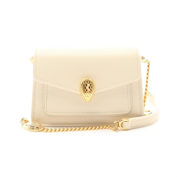BVLGARI Serpenti Forever Microbag Chain Shoulder crossbody Bag leather White GHW