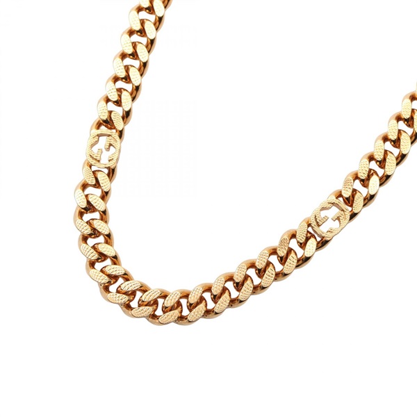 GUCCI Interlocking Chain Necklace Gold Plated Used women