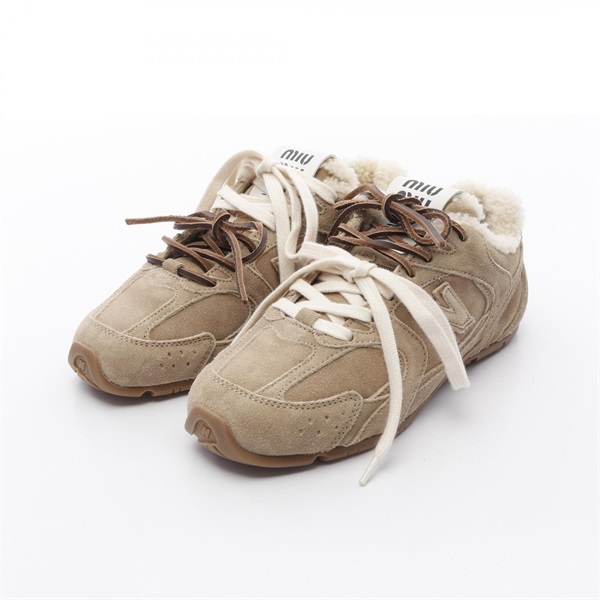 Miu Miu  × New Balance sneakers leather cotton Beige Size 35 Used Women