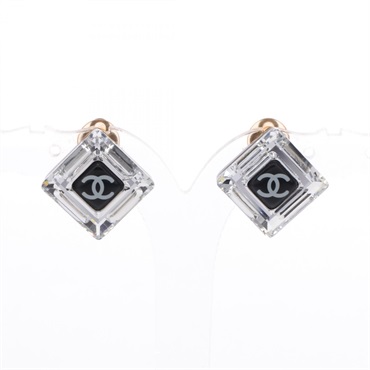 CHANEL COCO Mark clip-on earrings Crystal Plastic Used women CC