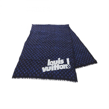 LOUIS VUITTON Etoile Everyday LV Stole scarf MP3129 cotton Navy Blue Used mens