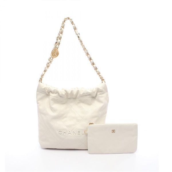 CHANEL Matelasse Chanel 22 Small Chain Shoulder Bag AS3260 leather White Used
