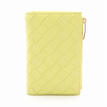 BOTTEGA VENETA Intrecciato Bi-fold Wallet 749940 Leather Yellow Used Women