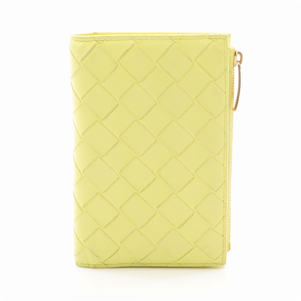 BOTTEGA VENETA Intrecciato Bi-fold Wallet 749940 Leather Yellow Used Women