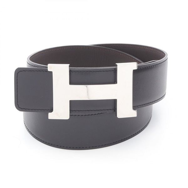 HERMES Constance H Belt leather Black Brown Used mens P SHW