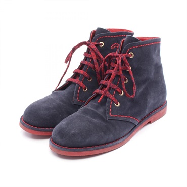 CHANEL Desert boots Shoes Suede Navy Red Used Women size 40