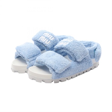 Miu Miu TERRY Sandals 5X710D Pile Fabric Blue Size 38.5 Used Women