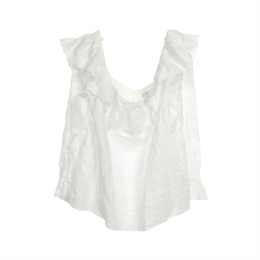 CELINE Prairie Blouse 2B290123I Fabric Lamy White Size 38 Used Women