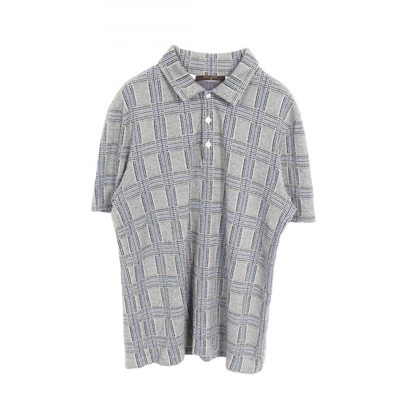 LOUIS VUITTON Polo shirt Tops Half sleeves cotton Gray Blue Gres Used mens #L