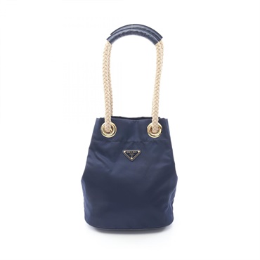 PRADA Re-Nylon TESSUTO ROPE Small Bucket Shoulder Bag 1BE082 Nylon Navy Used